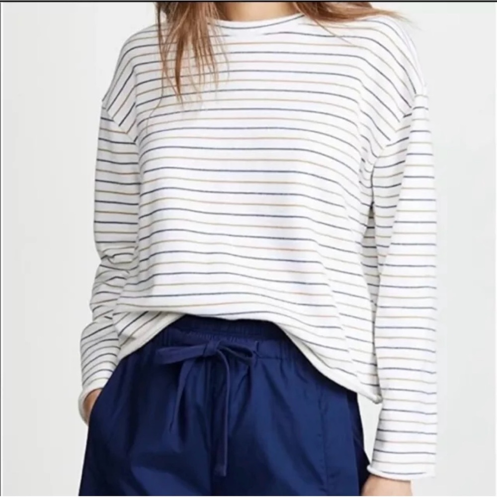 NEW VINCE Tri-Stripe Long Sleeve Pullover Top Sweater